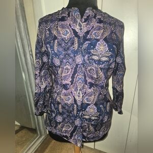 Lane Bryant Blue and Purple Paisley Blouse